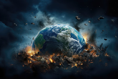 The Earth is undergoing transformations as a result of pollution and an abundance of unsorted wasteの素材