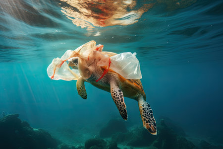 The distinction between a jellyfish and a plastic bag is perceptible to human observers beneath theの素材