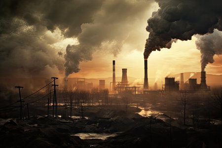 Emissions produced by a power plant fueled by brown coalの素材