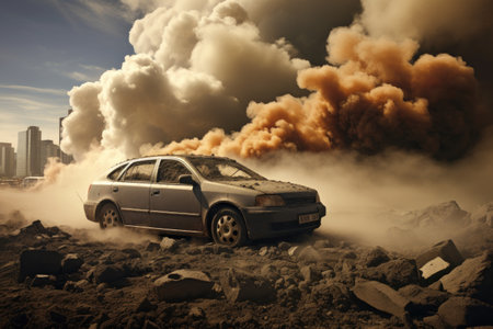 The contamination of the environment caused by the emission of combustible gas from a vehicleの素材
