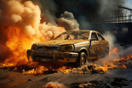The contamination of the environment caused by the emission of combustible gas from a vehicleの素材