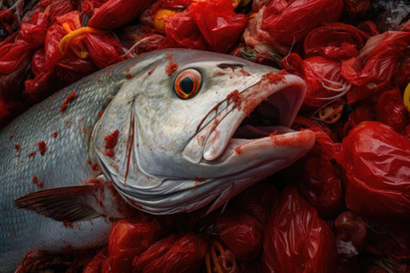 The issue of plastic pollution is causing contamination of seafoodの素材