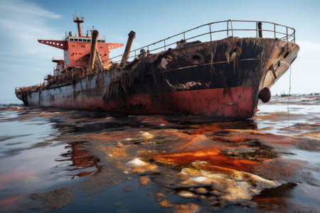 webinar advertisement Ship s oil leak Water pollution caused by oil spillage due to human actions Coの素材