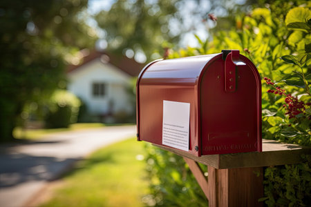 Checking mailbox outside houseの素材