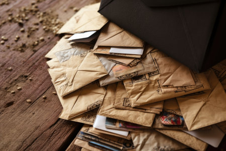 Closeup of mail on doormatの素材