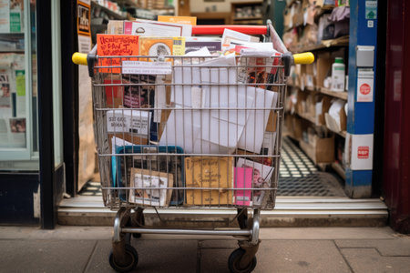 Junk mail advertising local businesses and services delivered to a private residence in Englandの素材