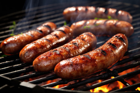 Tasty German bratwurst grilledの素材