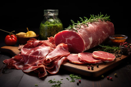 Various Italian cured meats seasoned with herbsの素材