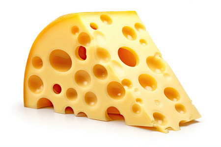 Cheese with holes on white backgroundの素材