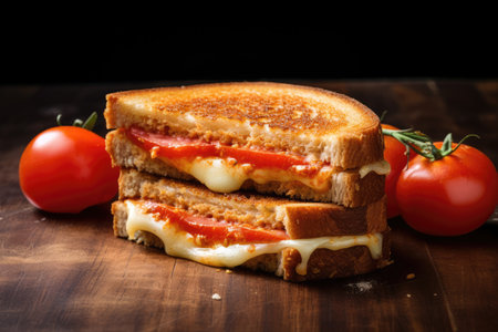 Grilled cheese with tomato on white backgroundの素材