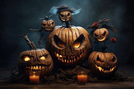 Halloween theme artwork featuring pumpkins using various materialsの素材