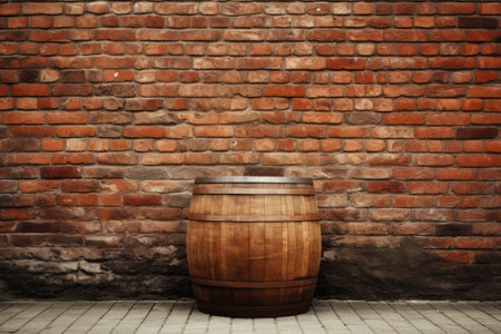 Wall and barrel made of brickの素材