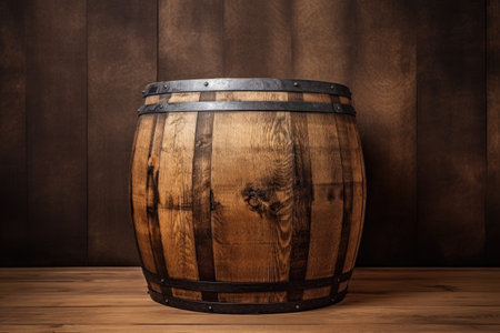 Vintage barrel on a brown backdropの素材