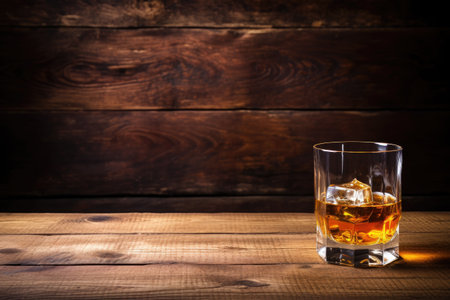 Vintage wooden countertop highlighted with scotch and copyspaceの素材