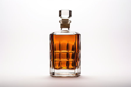 Whiskey bottle on plain surfaceの素材