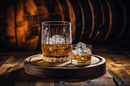 Whiskey on wooden backgroundの素材