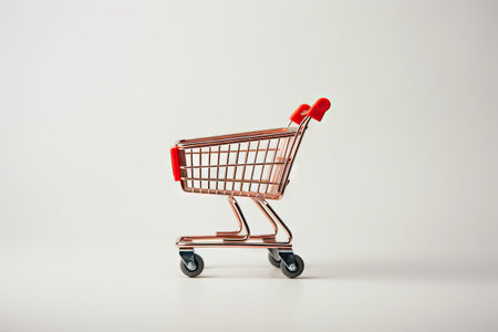 White background isolates empty shopping cartの素材