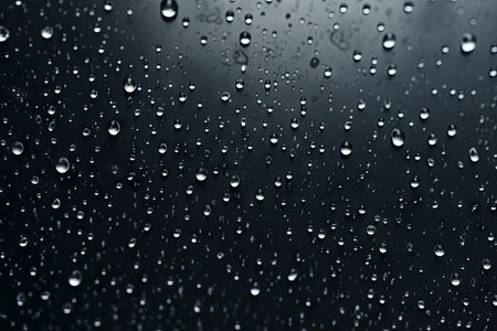 Abstract black raindrops over a bokeh backgroundの素材