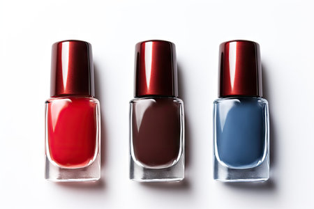 3 color nail Polish on white backgroundの素材