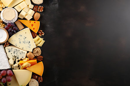 Cheese assortment with blank backdrop conceptの素材