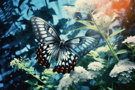 Butterfly photo with inverted effectの素材