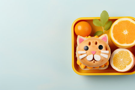 Cat sandwich egg mouse and school lunchの素材