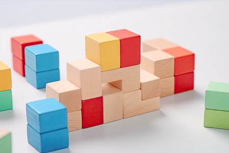 Colors and shapes on light background Child development through puzzles and logic tasksの素材