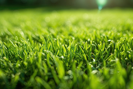 Green grass as background with perspective view and selective focusの素材
