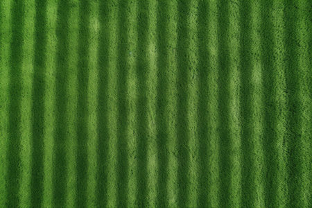 Green lawn pattern background in a soccer field seen from aboveの素材