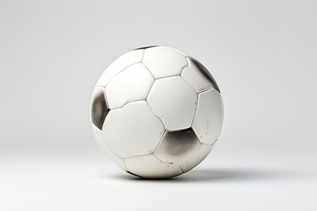 A white backdrop with a footballの素材