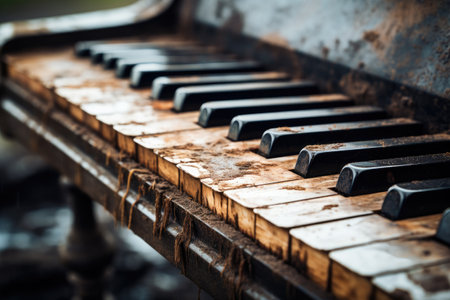 Focused on filthy ancient piano keysの素材
