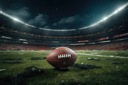 Football game near midfield in arenaの素材