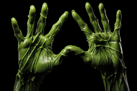 Green witches or monster hands on Halloweenの素材