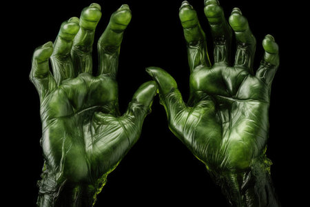 Green witches or monster hands on Halloweenの素材
