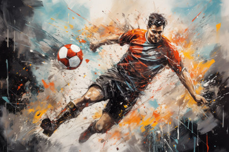 Goal in soccer captured through mixed mediaの素材