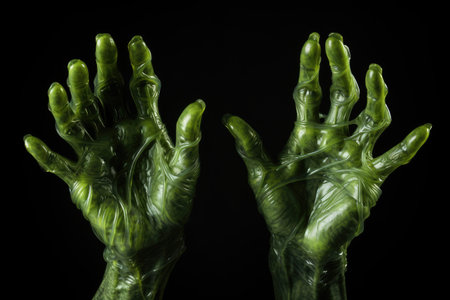 Green witches or monster hands on Halloweenの素材