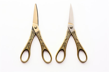 Isolated gold handled tailor scissors from topの素材