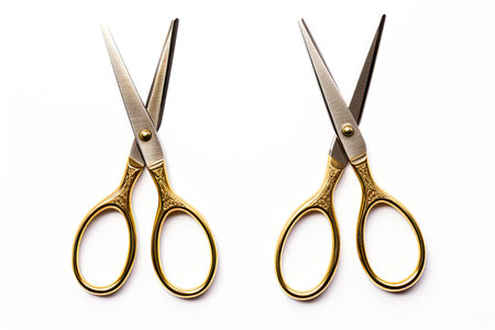 Isolated gold handled tailor scissors from topの素材