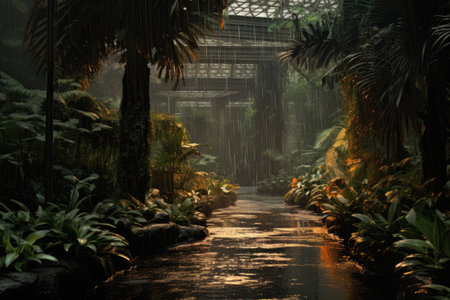 Intense rainfall at the Botanical Gardenの素材