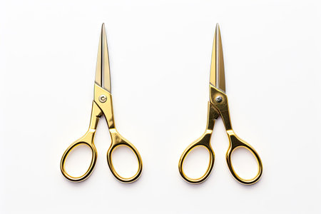 Isolated gold handled tailor scissors from topの素材