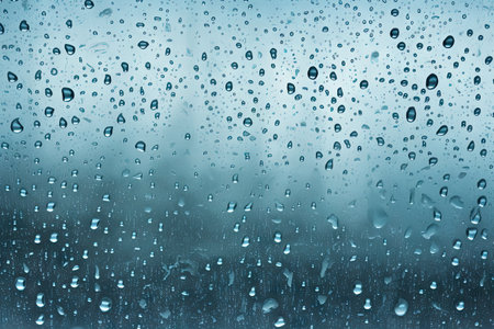 Raindrops on window glass with cloudy backgroundの素材