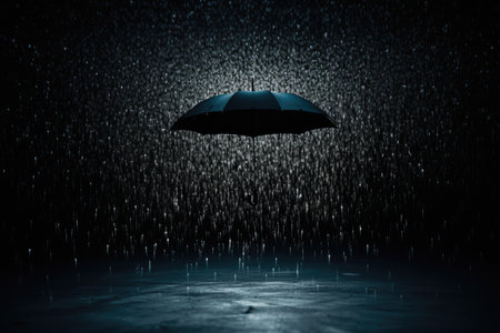 Rain falling from an umbrellaの素材