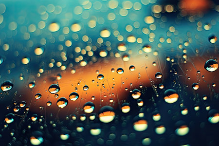 Rain falling into waterの素材