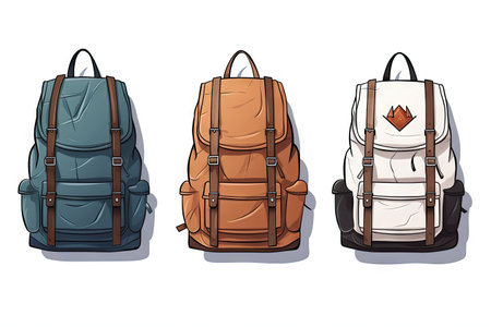 Banner design featuring stylish backpacks on a white backgroundの素材