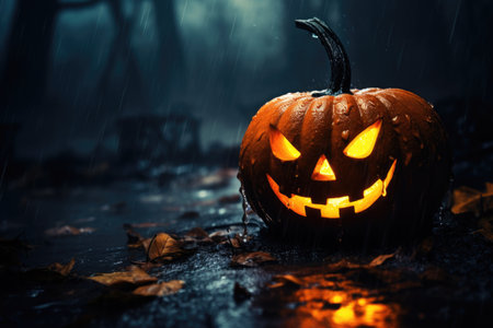 Darkness and Halloween with a pumpkin s moodの素材