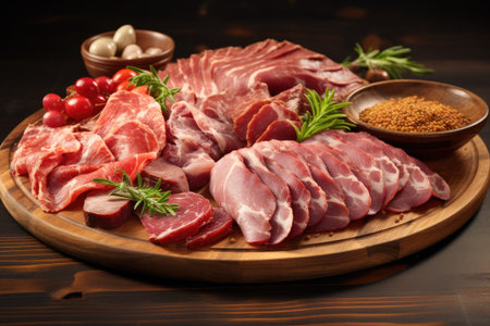 High quality image of cured meat platter white backgroundの素材