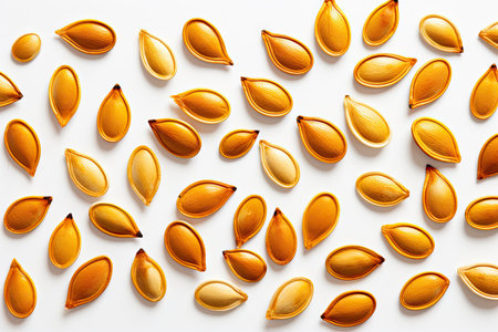 Pumpkin seeds on a blank surfaceの素材