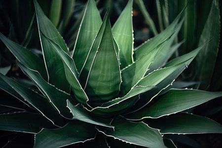 Agave attenuata cactus soft texture natural abstract delicate lines focused leaf edges blurred backgの素材
