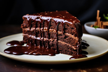 Chocolate cake with chocolate sauceの素材