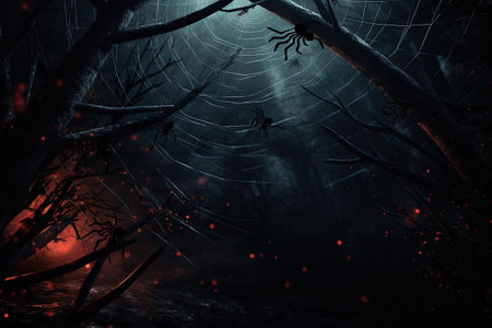 Dark Halloween cobwebの素材